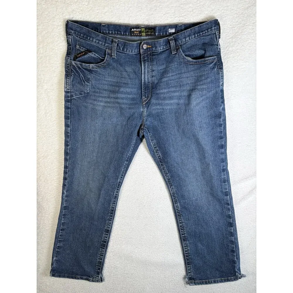 Ariat Rebar M5 Jeans Mens 44x30 Blue Straight Leg Outdoor Workwear Denim read